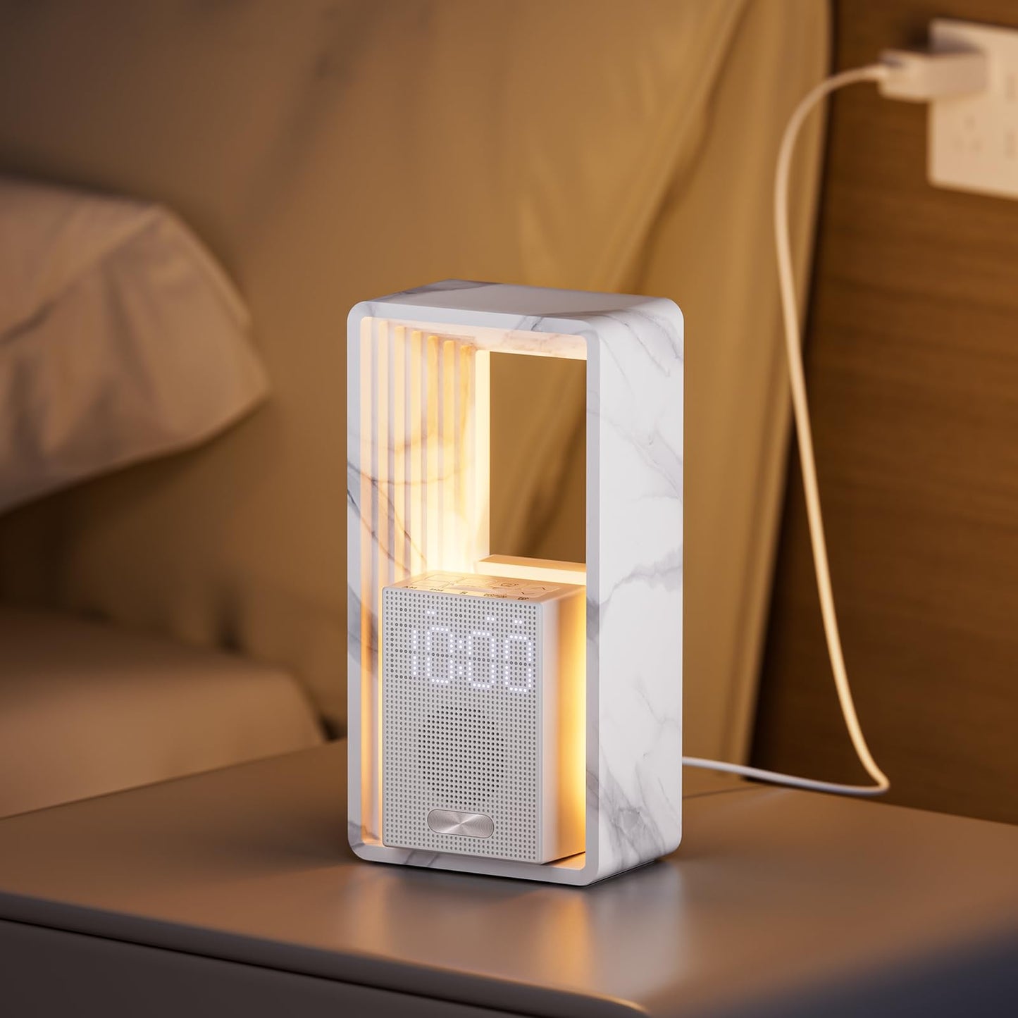 Hensam 20 White Noise Machine Alarm Clock with Night Light for Bedroom