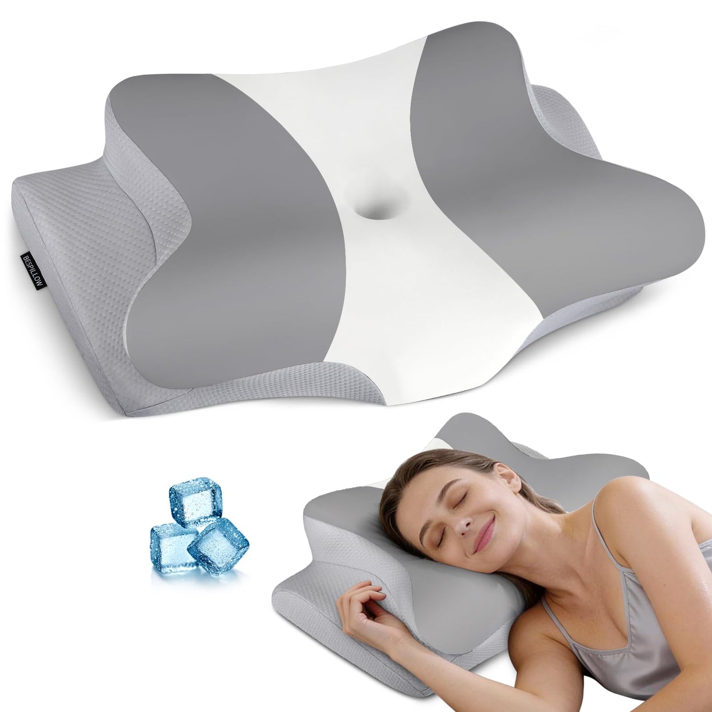 Cervical Neck Pillow for Pain Relief, Ergonomic Memory Foam Support Pillow