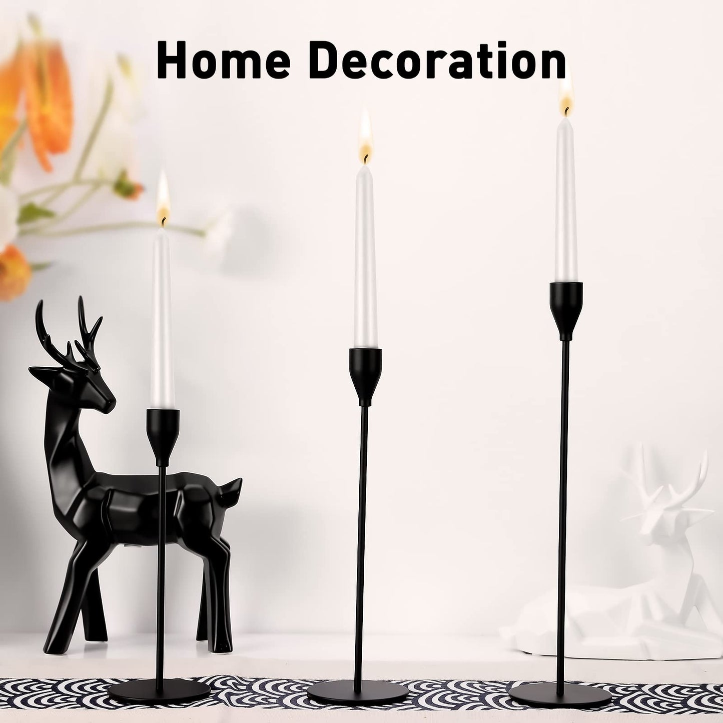 Black Candlestick Holder Set of 24 for Taper Candles, Decorative Candle Holders Bulk Candle Stick Holders Taper Candle Holders for Table Centerpiece Wedding Dinning Party Anniversary Home Decor