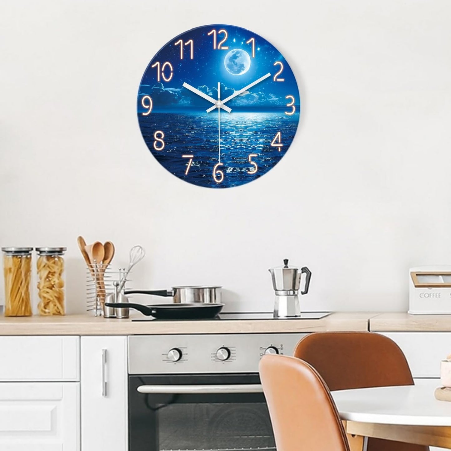 XFM Large Blue Moon Wall Clock Battery Operated 20 Inch