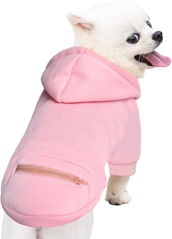 Jecikelon Pet Dog Cold Weather Coat with Pocket Winter Dog Hoodie Warm Puppy Clothes for Small Dogs Chihuahua Clothing (Pink2, X-Large)