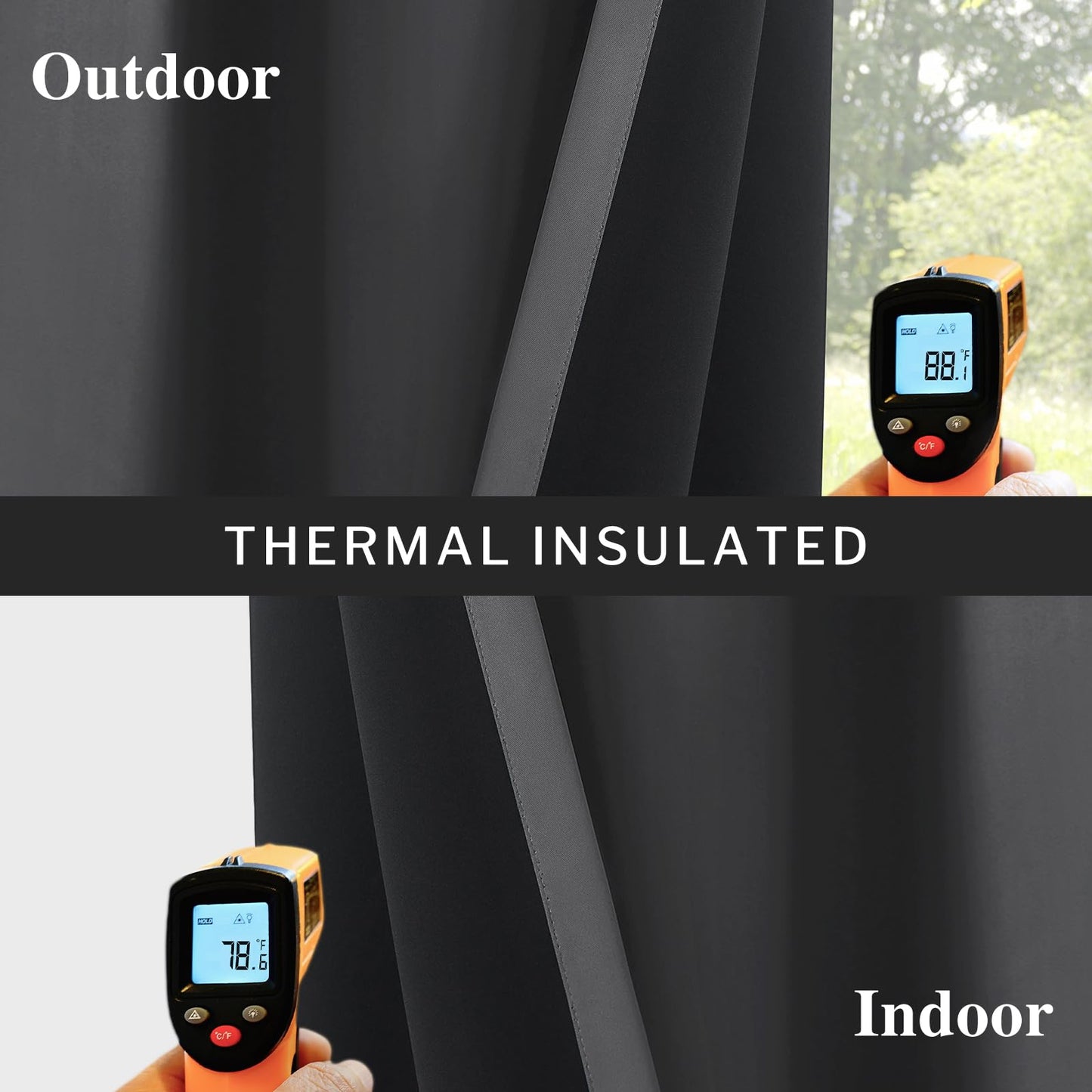 Melodieux Grey 100% Blackout Curtains for Living Room - Thermal Insulated Bedroom Grommet Drapes Full Room Darkening, 52 by 84 Inch(2 Panels)