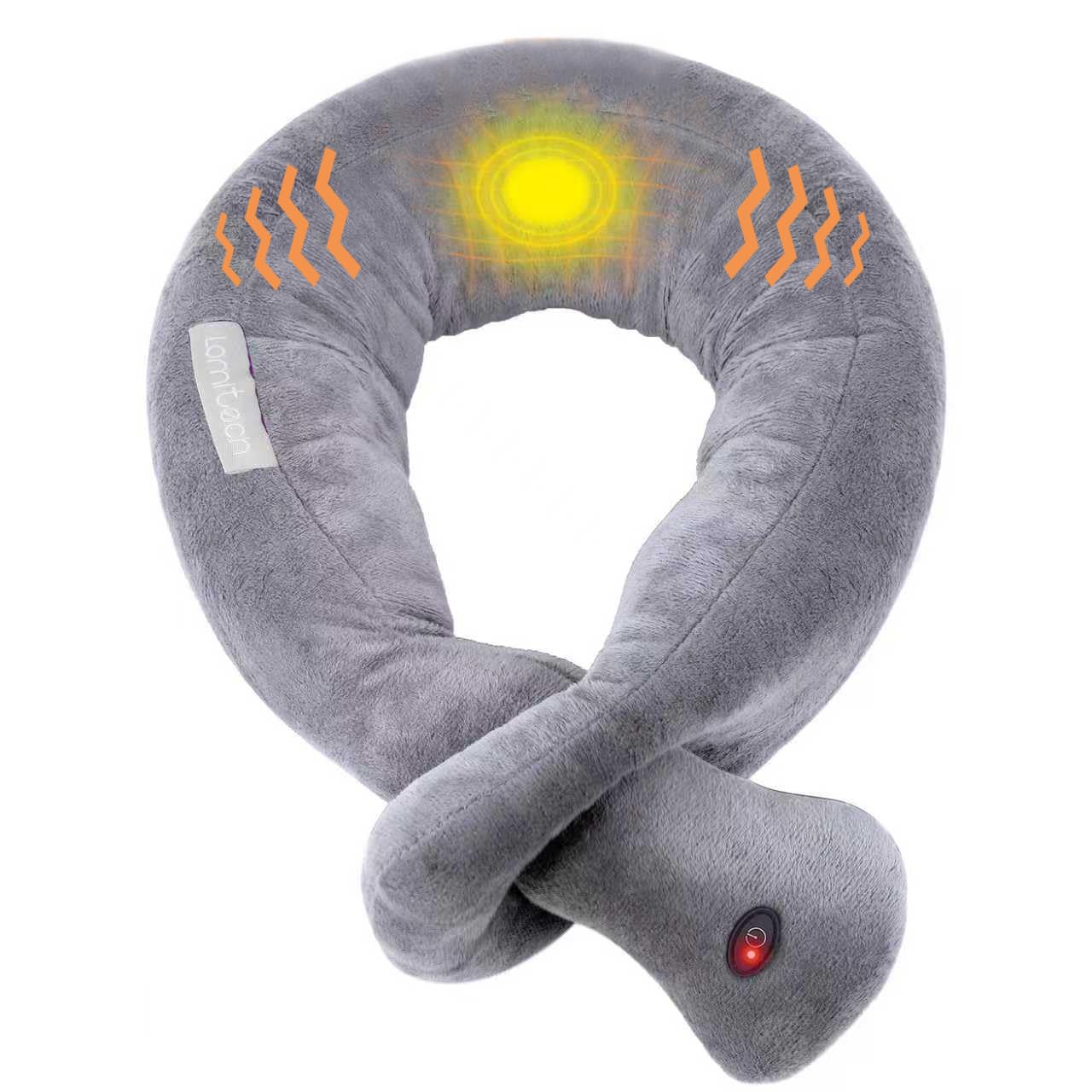 lomitech Travel Pillows,Wireless Airplane Massage Pillow Neck Support with 3 Vibration Modes,Vibration Wrap Neck Massage,Battery Operated Adjustable Pillow for Neck Pain Relief