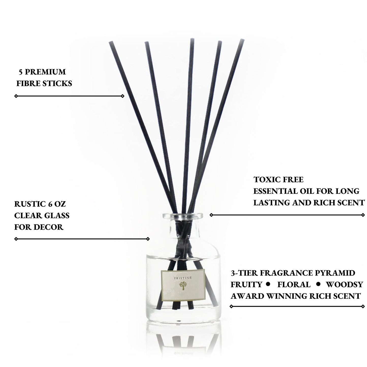 PRISTINE Himalayan Tea/Inspired by Westin Hotel Reed Diffuser for Home | Fresh Bergamot/White Tea Room Fragrance Reed Diffusers, Oil & Room Diffusers with Reed | Home Fragrance Scent Diffuser