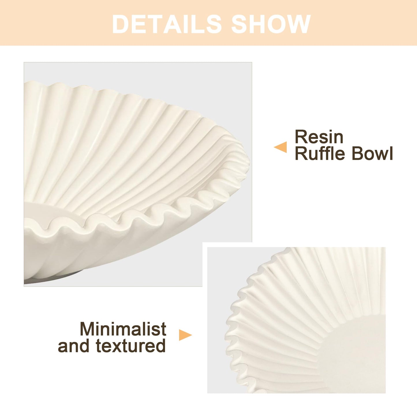 OGANGART Beige Small Decorative Bowl for Home - Stylish Purse/Key Bowls for Entryway Table - Coffee Table Bowl - Artificial Resin Centerpiece Bowls