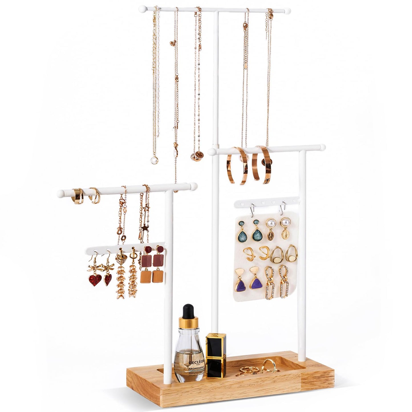 ProCase 360 Rotating Necklace Holder Earrings Storage Bundle with 6 Tier Jewelry Stand Necklace Holder with 15 Hooks