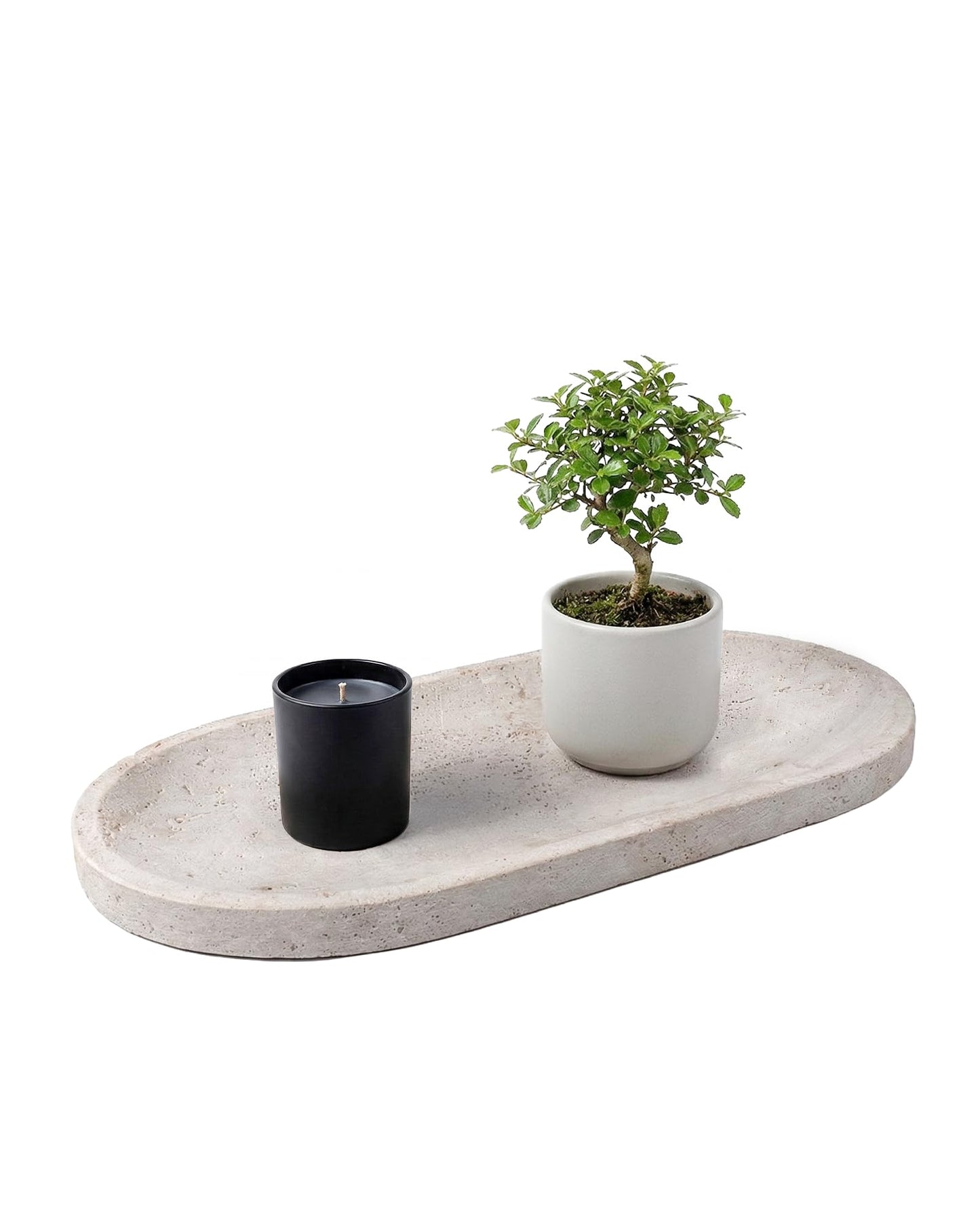 UrbanFocal Travertine Tray, 12" Oval Serving Tray for Office, Kitchen and Coffee Table, Decorative Vanity Trays, Bathroom Trays for Counter, Beige Oval