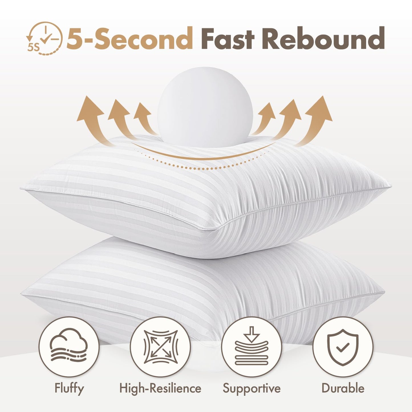 MIULEE 20x20 Throw Pillow Inserts Set of 2 Firm and Fluffy Decorative Throw Pillows for Couch Sofa Bed 100% Virgin Microfiber with Cotton Cover