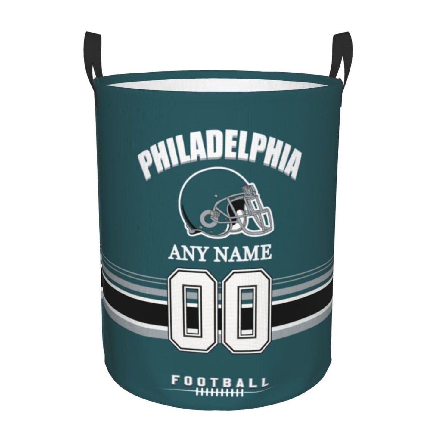 Philadelphia Laundry Hamper, Personalized Football Style Laundry Basket, Custom Name and Number Collapsible Storage Basket with Handle Gift for Bedroom Bathroom