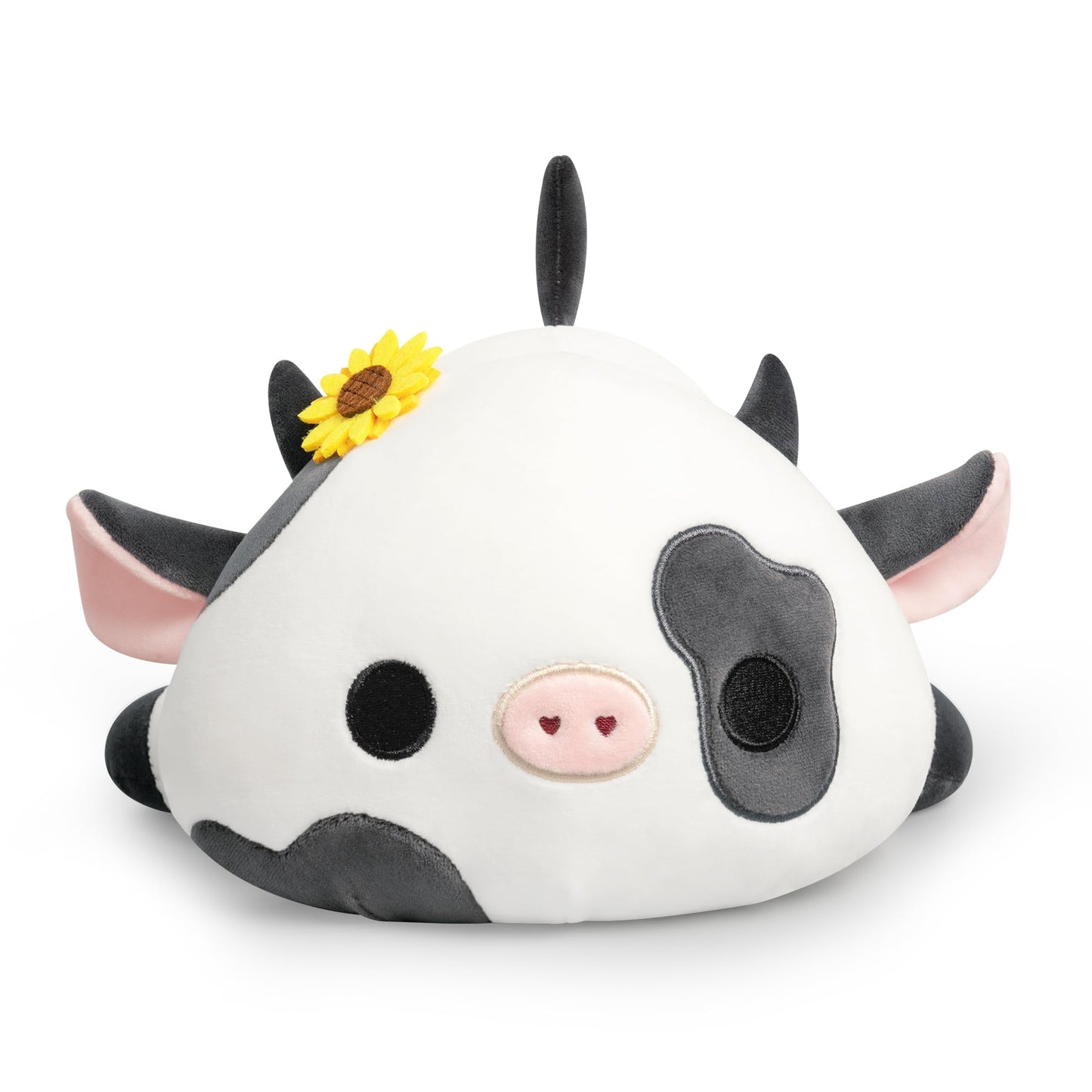 Onsoyours Cute Cow Plushie with Sunflower Headwear, Soft Stuffed Milk Love Cow Squishy Plush Animal Toy Flower Cow Pillow Gift for Kids (Sunflower Cow, 12")