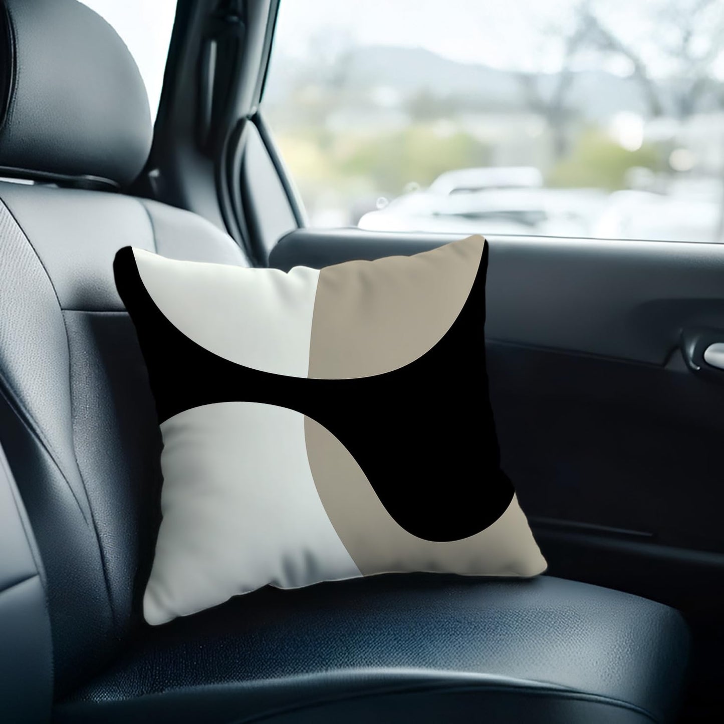 KAIOUS Black Beige Cream Decorative Throw Pillow Covers for Couch Sofa Bed Living Room Bedroom 18x18 inches Set of 2