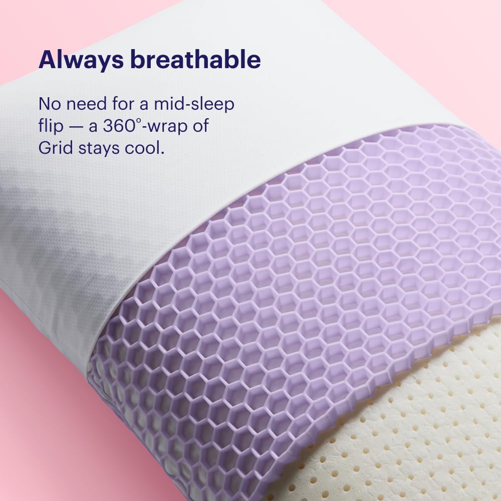 Purple Harmony Pillow - Medium Loft, Standard Size - Cooling Gel Neck and Side Sleeper Pillow, Weightless Medium Feel, GelFlex Grid and Talalay Latex Foam for Pressure-Relieving Support
