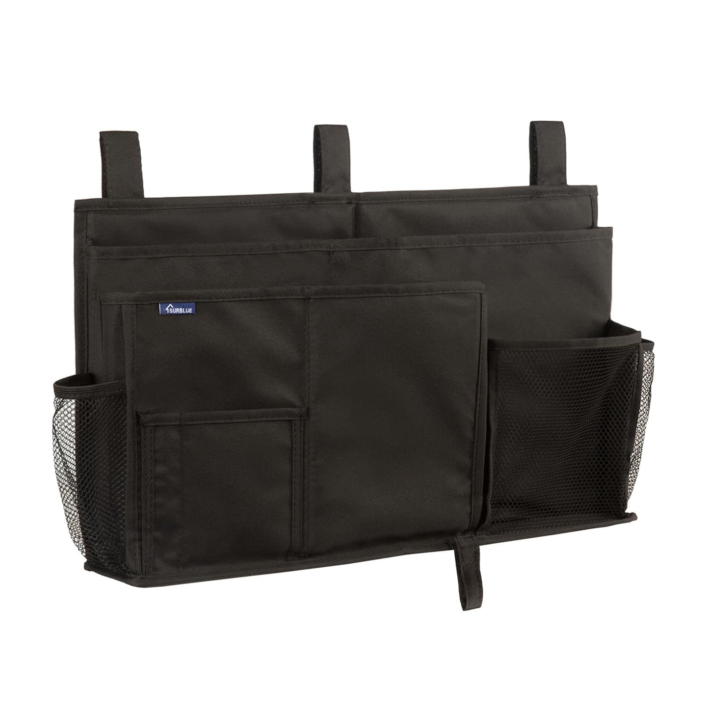 Surblue Caddy Hanging Organizer Bedside Storage Bag for Bunk and Hospital Beds, Black, L