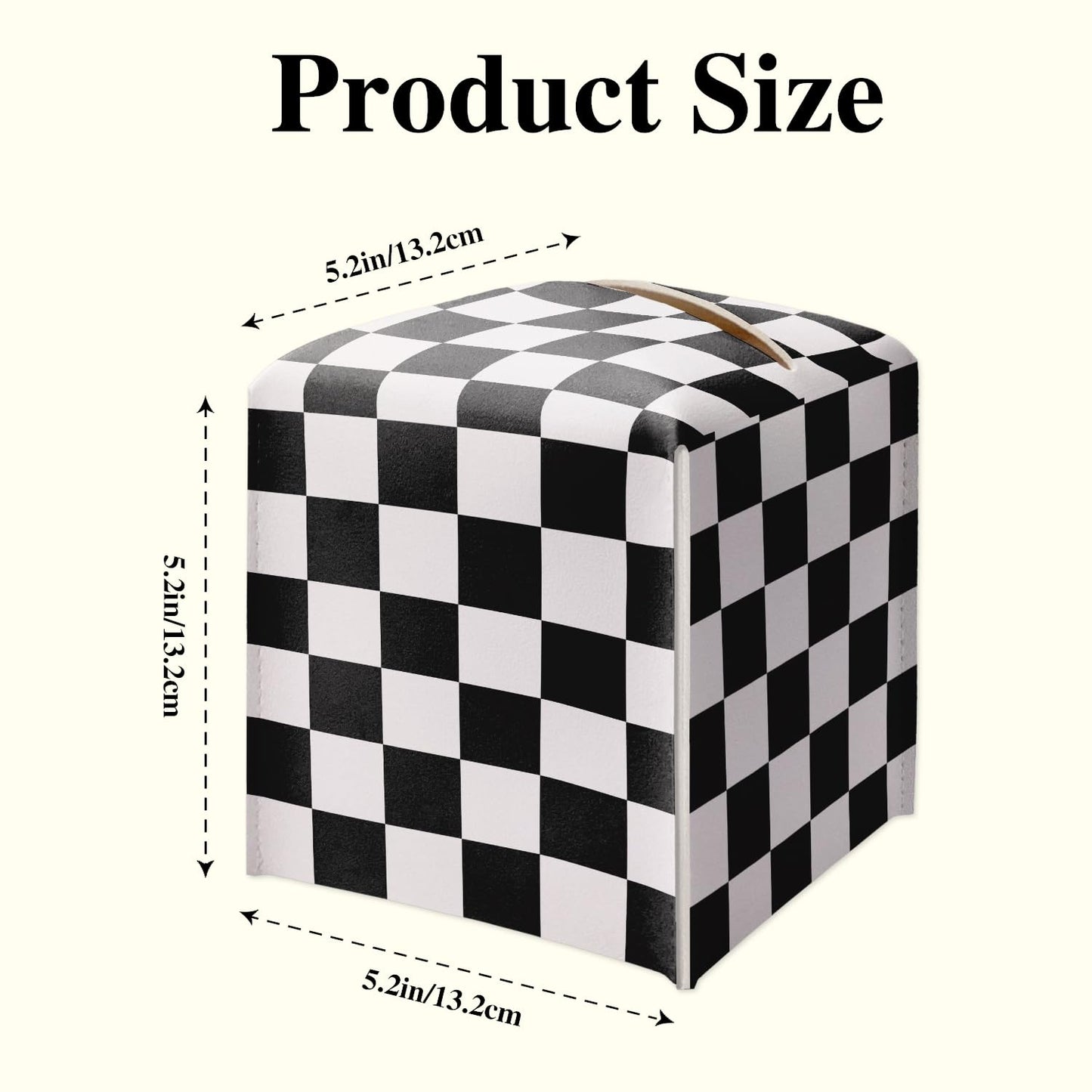 Black and White Checkerboard Tissue Box Holder, Modern Leather Tissue Box Cover Square, Waterproof Facial Paper Organizer Dispenser for Home Bathroom Bedroom Night Stand Office Countertop -024