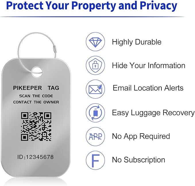 Smart QR Code Luggage Tags - Show Location When Scanned, Customizable Info with Privacy Protection, 4-Pack Waterproof & Durable Travel Labels for Suitcases, Backpacks & More