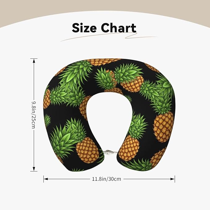 Breathable Neck Pillow for Sleeping Rest Nap Upside Down Pineapple, Airplanes/Car/Home Memory Foam Travel Cushion with Polyester Cover Washable for Women Men