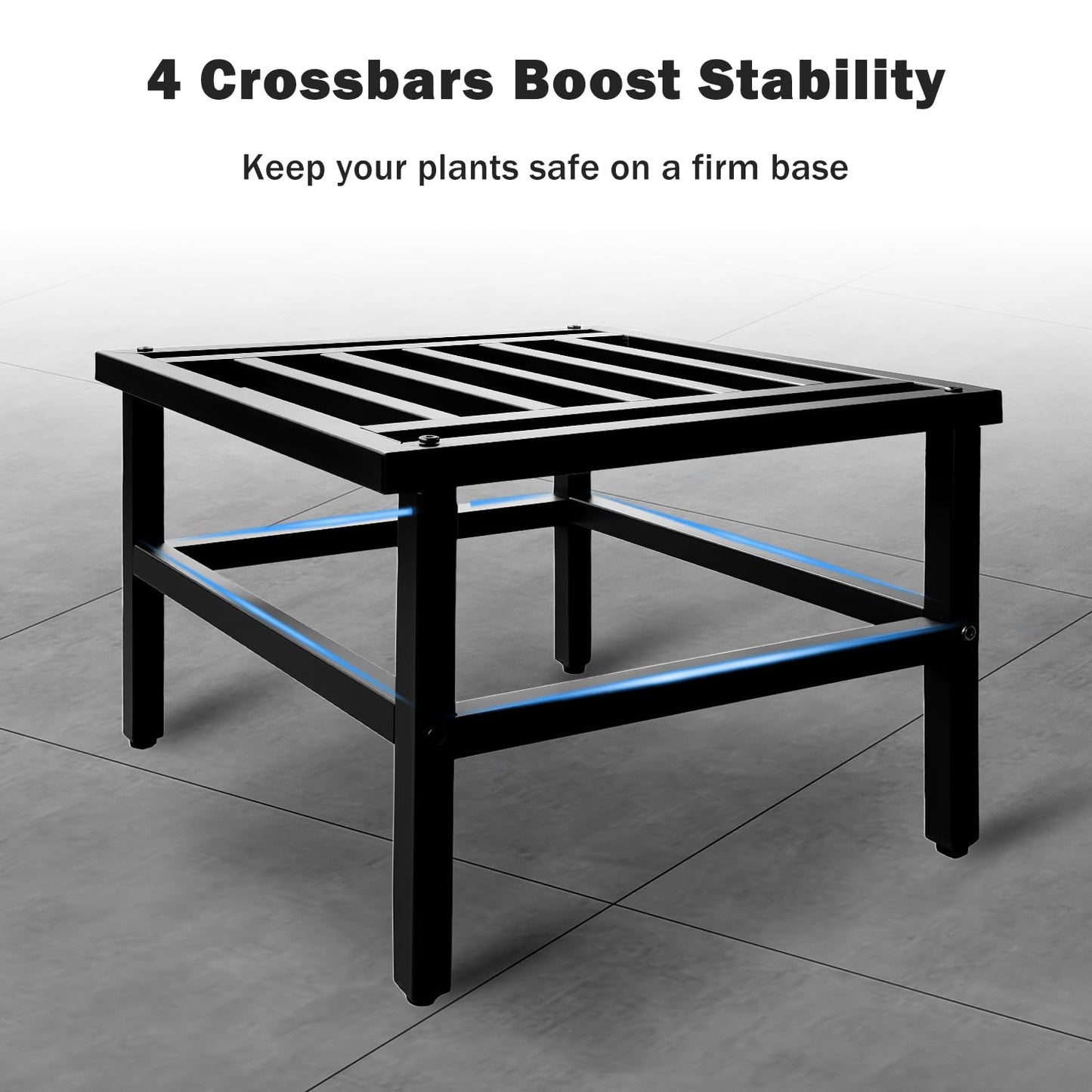 Hongsane Plant Stand Indoor Outdoor,18 Inch Square Metal Plant Stands Riser,Heavy Duty Wrought Iron Pedestal Holders for Large Flower Pot,Outside Rust-Proof Black Flower Display Shelf for Patio,1-Pack
