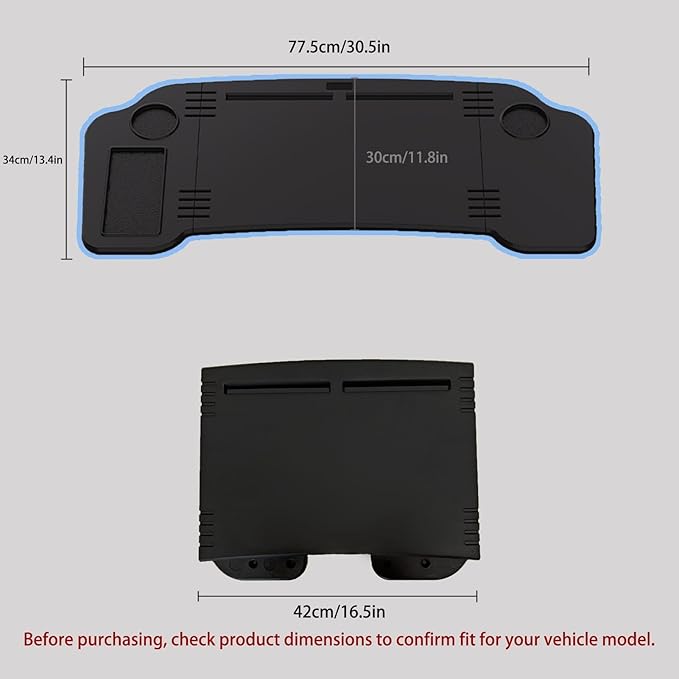 Ronsoile for Tesla Model 3 Y | Foldable Laptop Car Desk | Steering Wheel Table with Cup Holder | Multi-Position Backseat Travel Tray for Kids, Food & Tablets | Long Trip Essentials