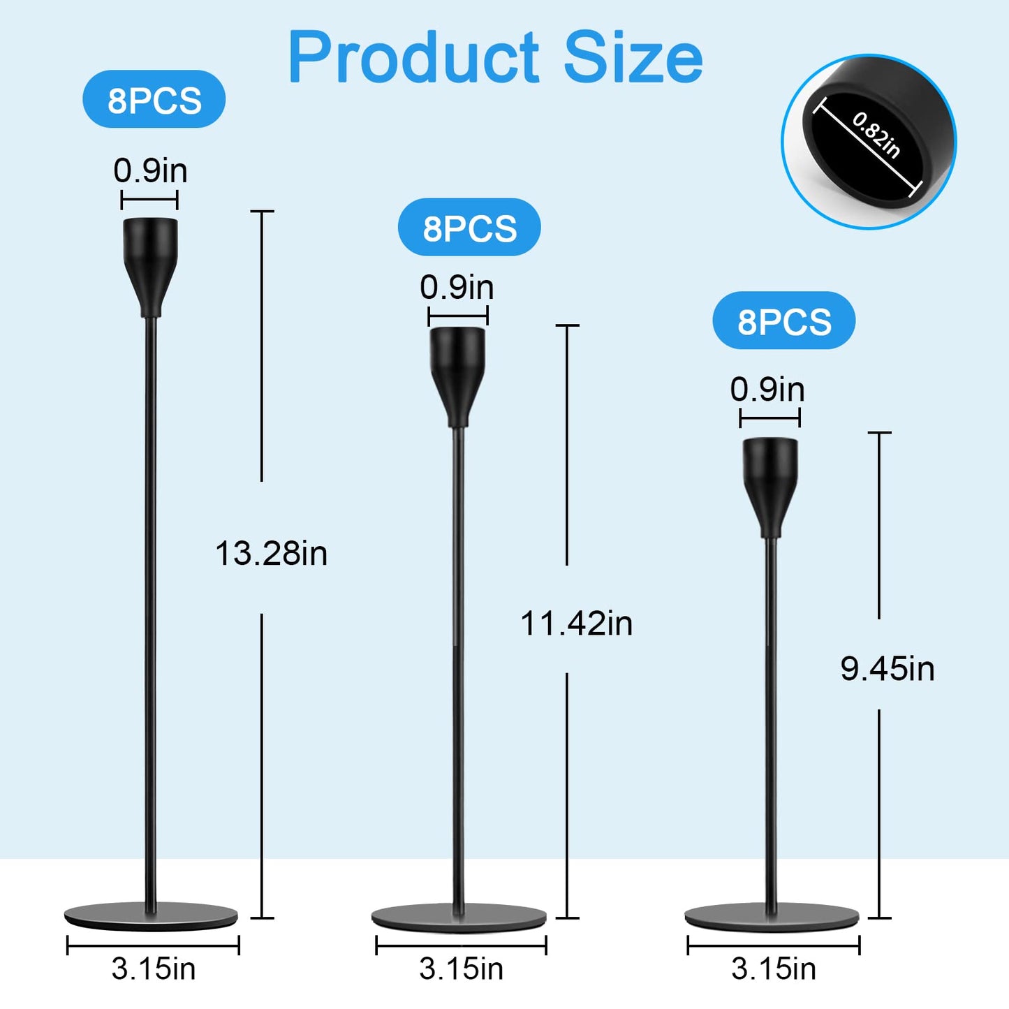 Black Candlestick Holder Set of 24 for Taper Candles, Decorative Candle Holders Bulk Candle Stick Holders Taper Candle Holders for Table Centerpiece Wedding Dinning Party Anniversary Home Decor