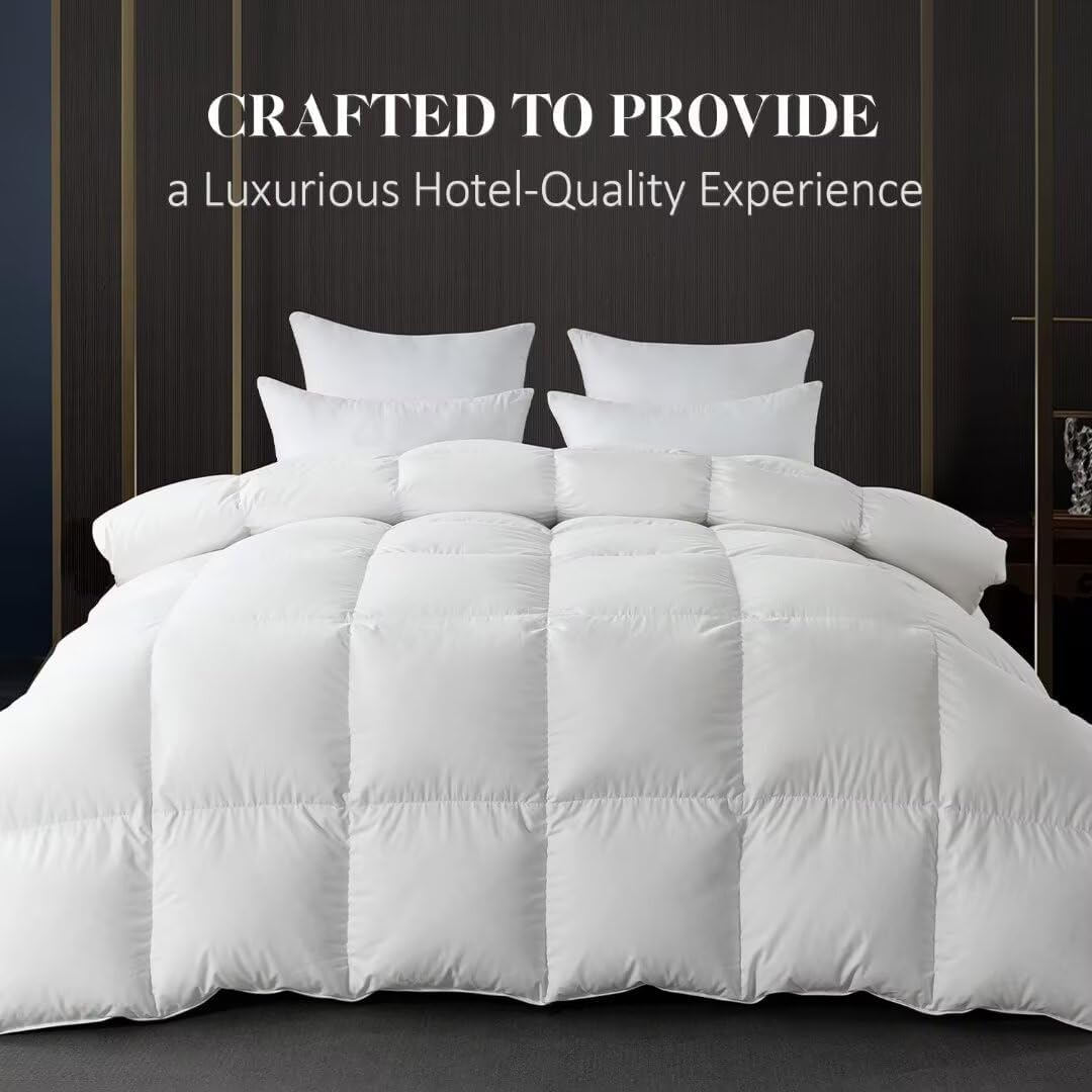 WhatsBedding Feather Down Fiber Comforter,Duvet Insert King Size, 106"x90"