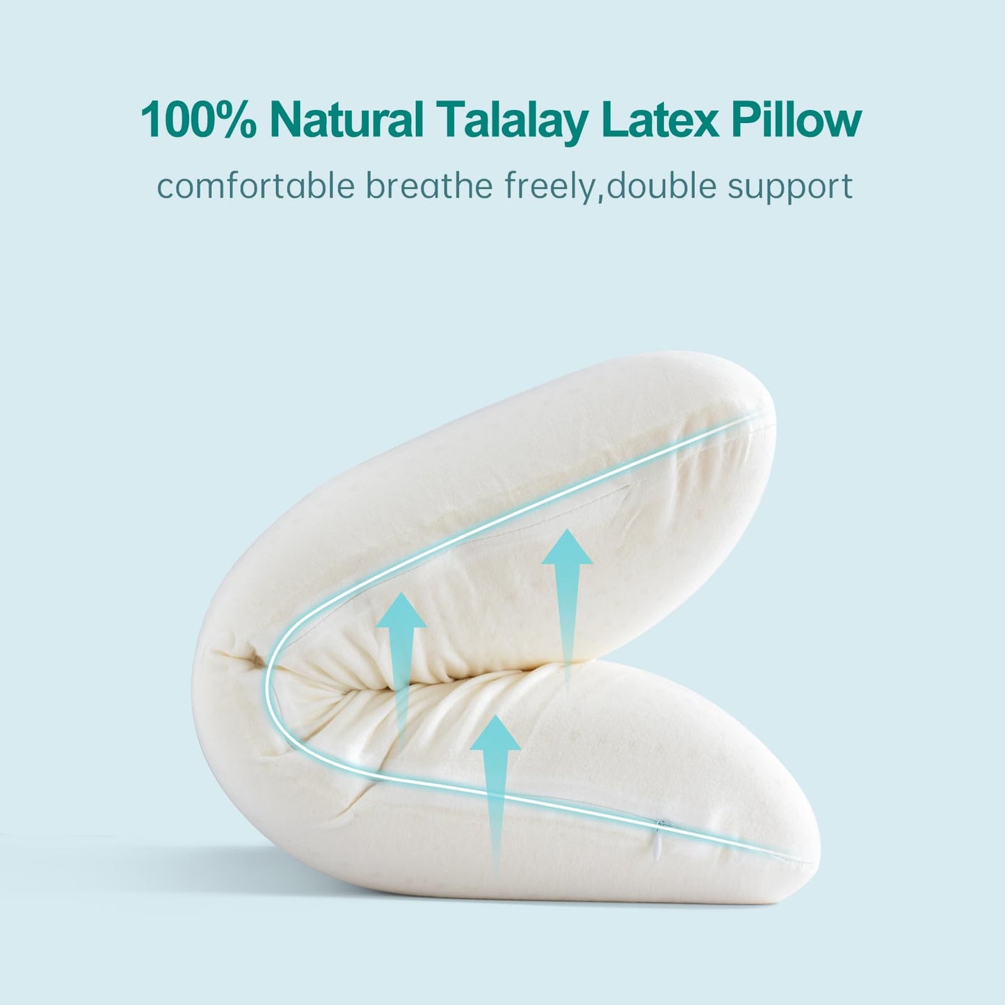 muiuyoe Natural Talalay Latex Pillow, Bed Pillow for Neck Pain Relief, Breathable Cooling Pillow with 100% Cotton Cover, Oeko-TEX Certified Support for Side, Back Sleepers (1, Standard (High Loft))
