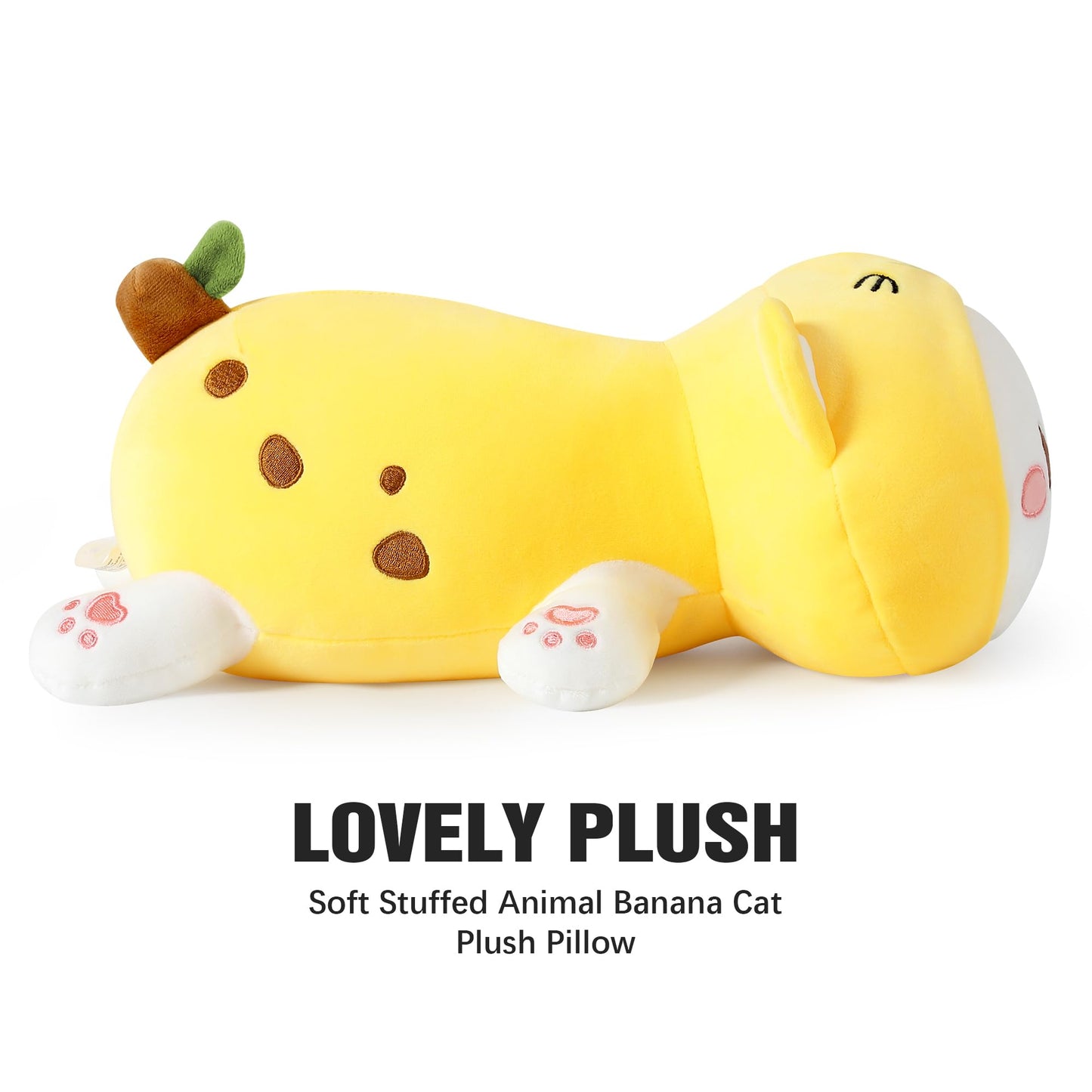 Onsoyours Cute Kitten Banana Cat Plush Toy Stuffed Animal Kitty Soft Banana Plushie Pillow for Kids (Banana Cat, 12")