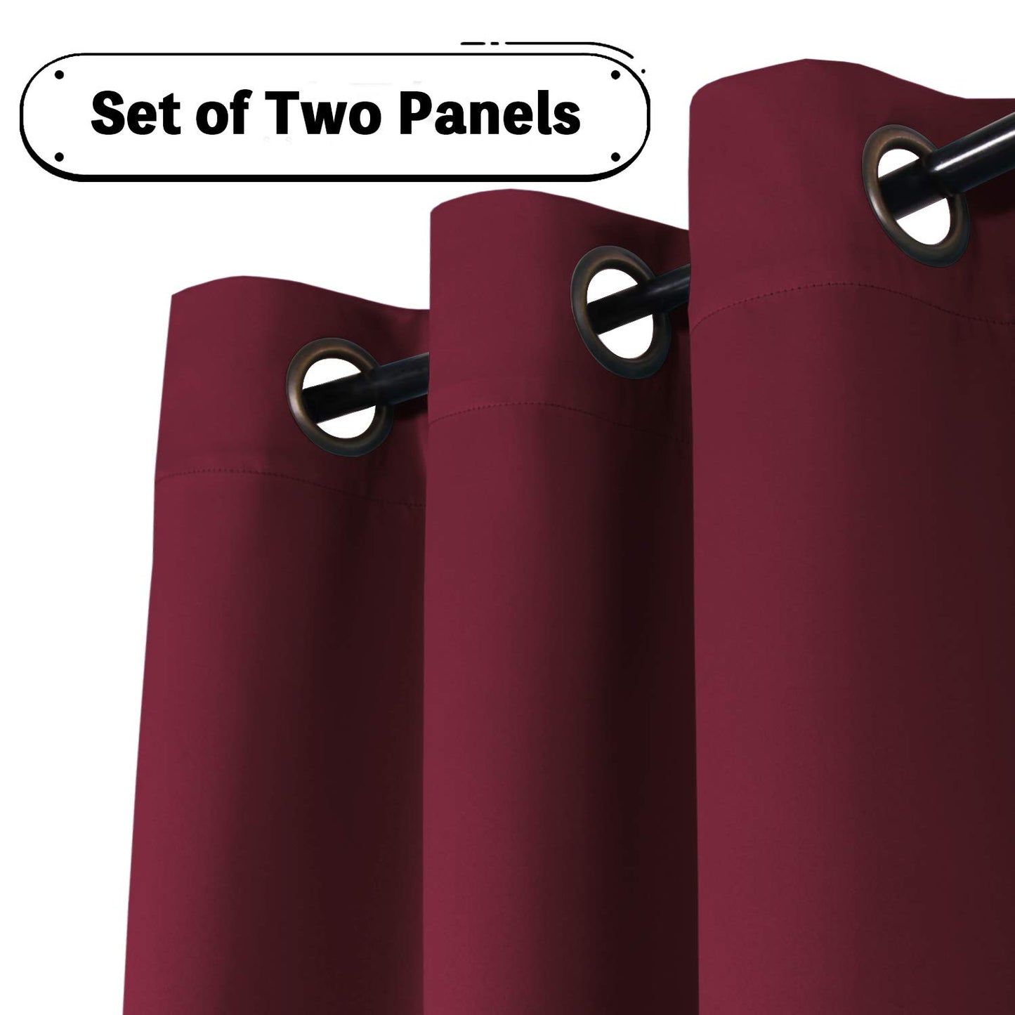 Turquoize Burgundy Bedroom Curtains Blackout Draperies/Panels for Kids Room Thermal Insulated Solid Grommet Blackout Curtains/Draperies for Christmas & Thanksgiving Day, 52x63 Inch, 2 Panels, Burgundy