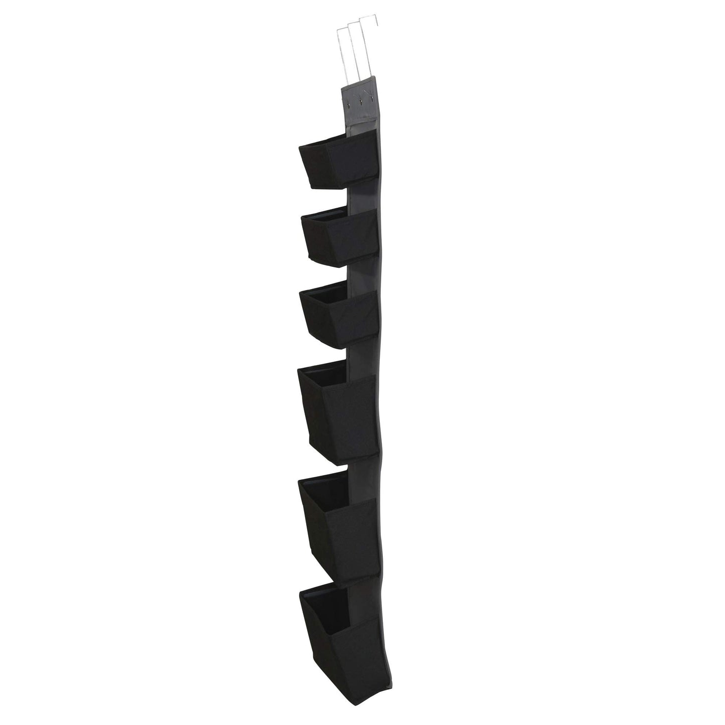 Household Essentials 6 Pocket Over‑The‑Door Organizer in Non‑Woven Fabric with Reinforced Siding, Foldable Storage, Black
