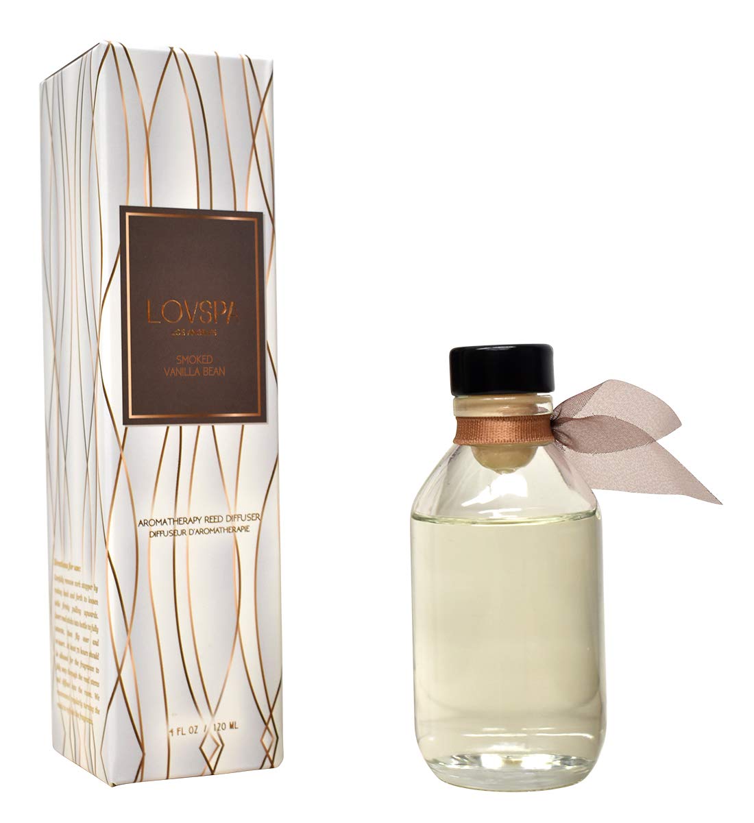 Reed Diffuser Set, Smoked Vanilla 4 fl oz with Reed Sticks, Shelf Decor