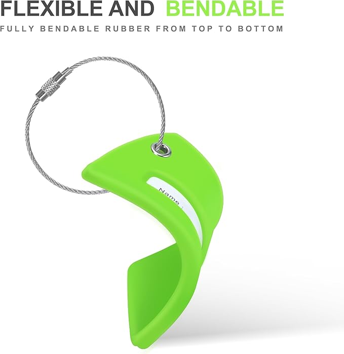 Gostwo 2 Pack Silicone Luggage Tags for Suitcases, 26 Initial Letter Baggage Labels Handbag School Bag Suitcase Instrument Tag with Stainless Steel Loop(Green)(Letter G)