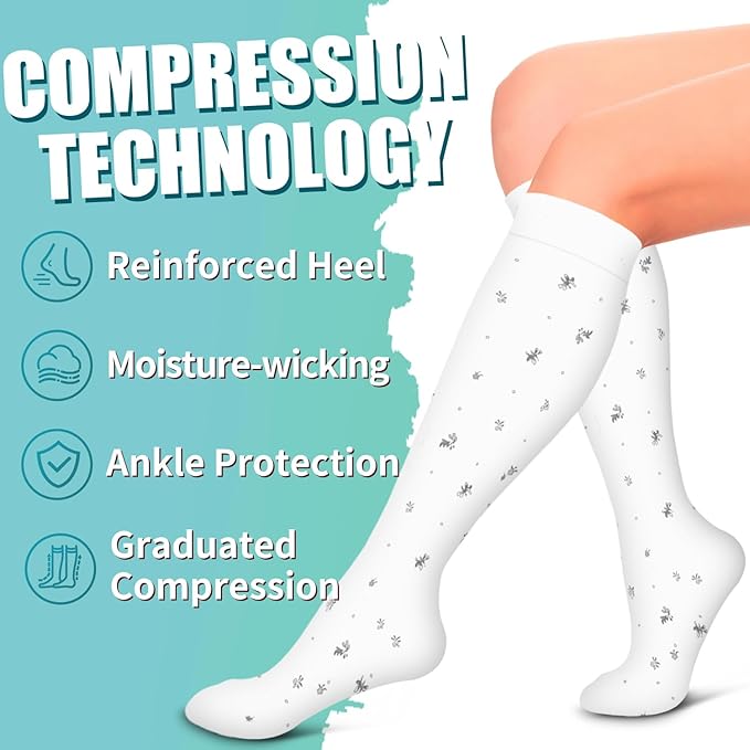 Laite Hebe Compression Socks for Women & Men Circulation(6 pairs)-Graduated Supports Socks for Running, Athletic Sports