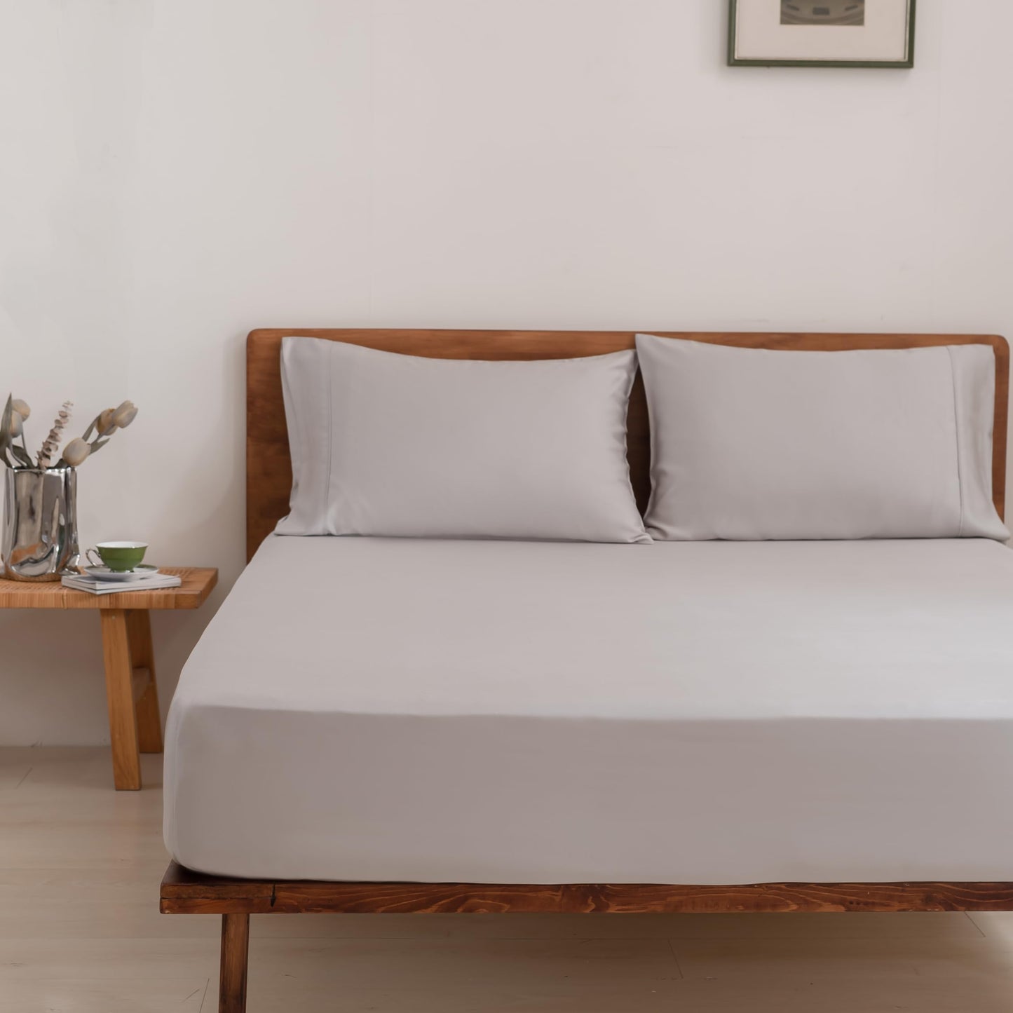 Softr King Gray Bed Sheet Set, Viscose from Bamboo, Ultra Soft, 16in