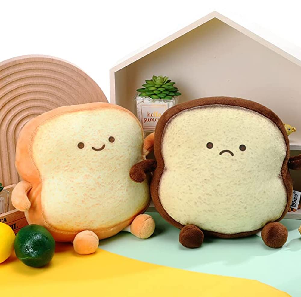 NatureMan Toast Bread Pillow,Funny Bread Shape Plush Toy Pillow, Small Cute Stuffed Plush Toast Sofa Pillow,Children's Adult Home Bedroom Decoration (Brown)