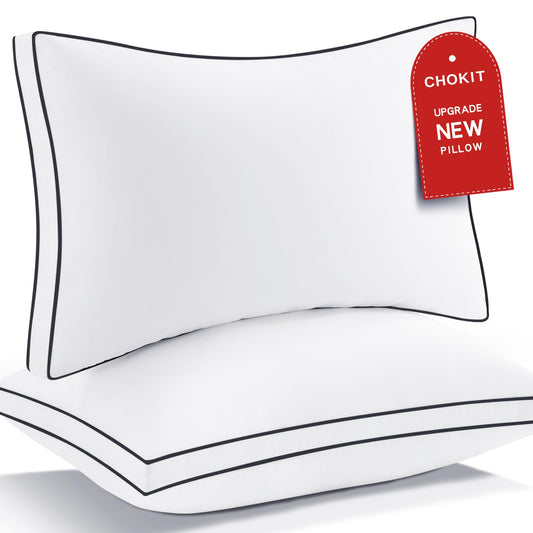 Premium Pillows Queen Size Set of 2, Fluffy and Supportive 7D Down Alternative Bed Pillows, Luxury Soft Hotel Quality Gusseted Pillow for Side Back Stomach Sleepers, Relief Neck Head and Shoulder Pain