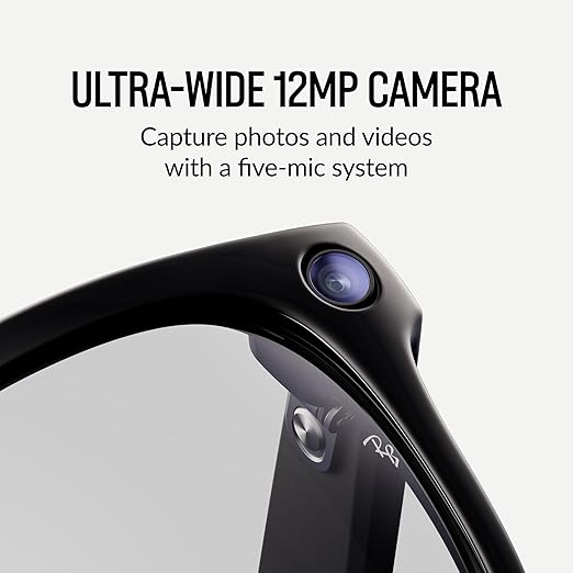 Ray-Ban Meta (Gen 1), Wayfarer, Shiny Black | Smart AI Glasses for Men, Women — 12 MP Ultra-Wide Camera, Open-Ear Speakers for Audio, Video Recording and Bluetooth — Clear Lenses — Wearable Technology