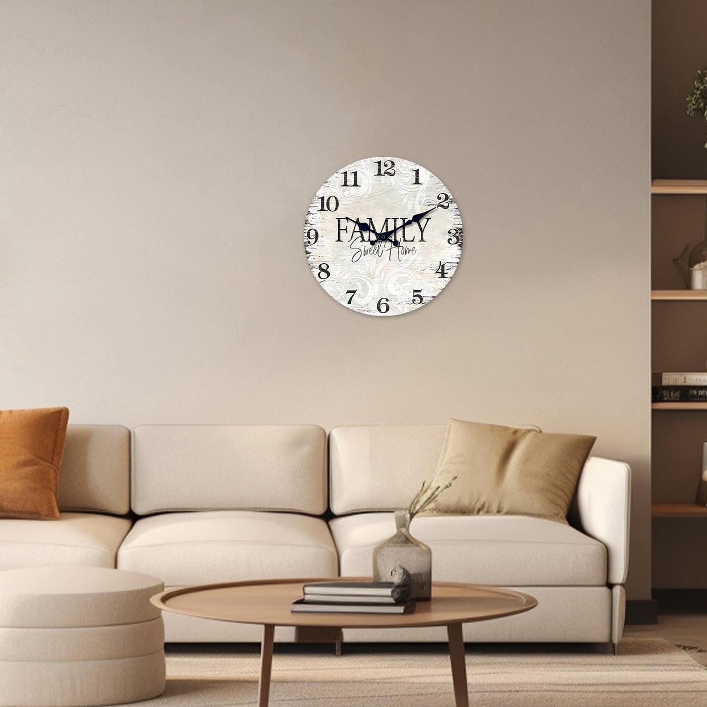 Constantplanet 12 Inch Retro Wood Wall Clocks Battery Operated Farmhouse Decorative Wall Clock for Living Room Kitchen Decor Silent Wall Clock