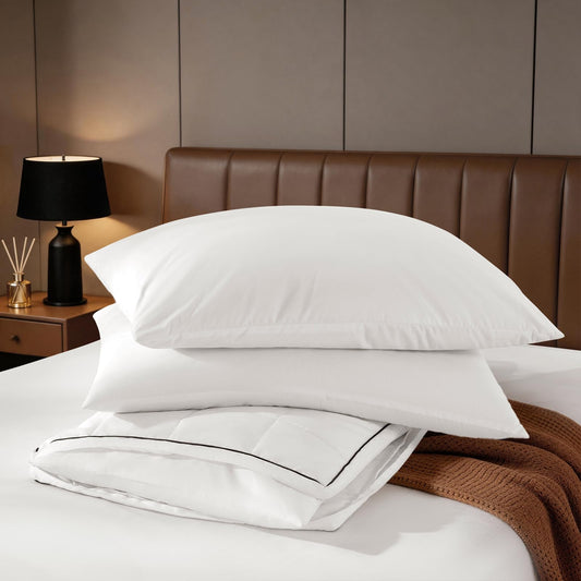 Davmabcjy 3 in 1 Adjustable Goose Down Pillows Standard Size Set of 1, Cooling Cover Bed Pillows, Fluffy Soft Feather Down Pillow for Back, Stomach or Side Sleepers, 20" x 26"
