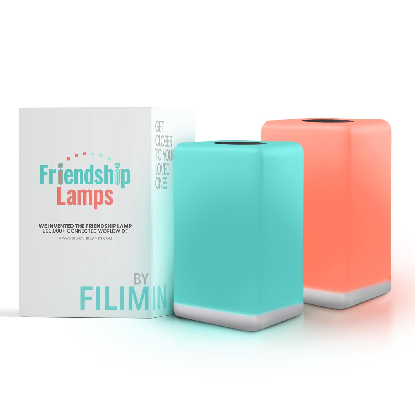Friendship Lamp FriendLi by Filimin - Subscription Required Wi-Fi LED Light for Long Distance Touch Lamp, Present for Best Friend, Relationship, Family, Unique Gifts, Easy App Setup - Set of 2
