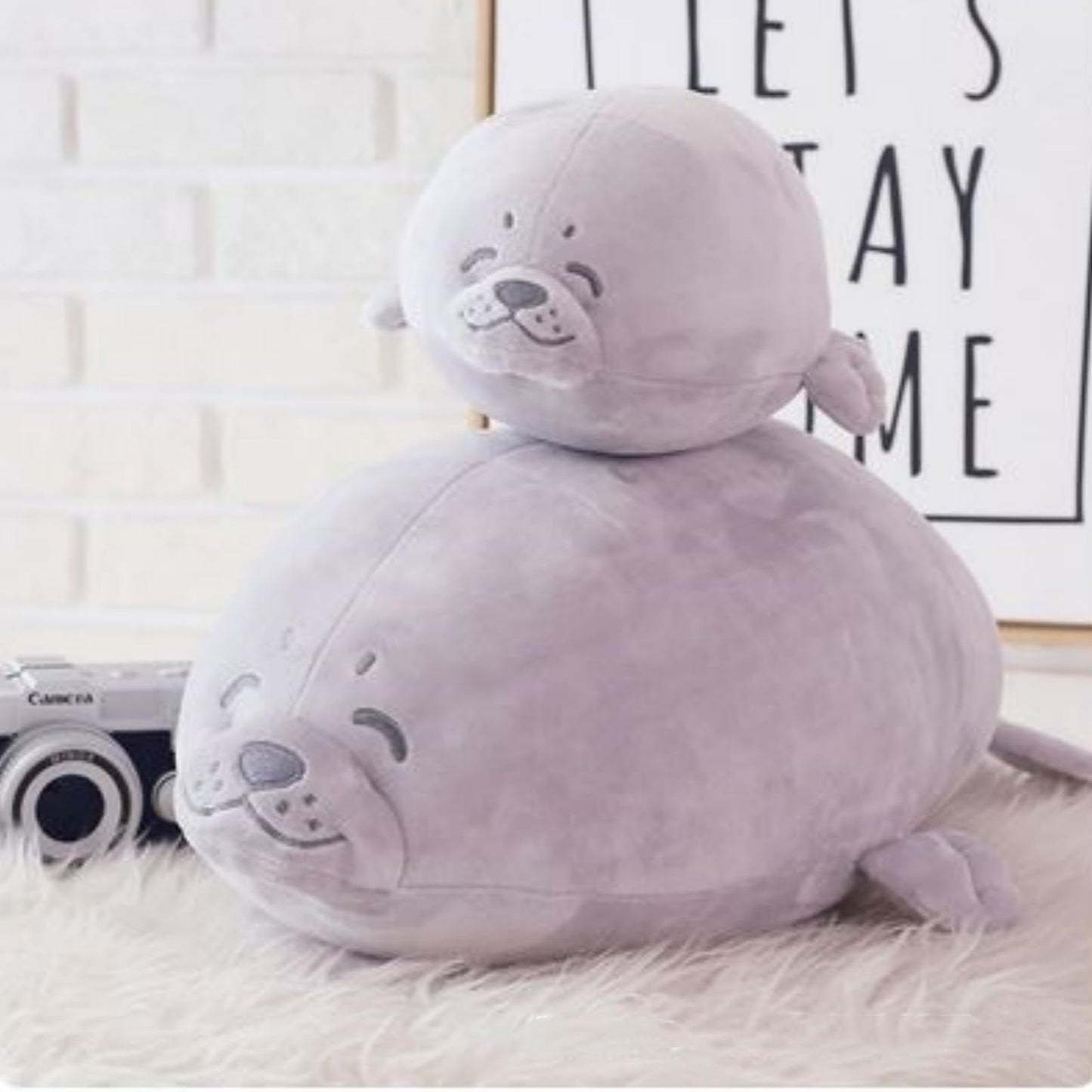 OUKEYI Seal Pillow, Chubby Seal Plush Pillow Stuffed Cotton Plushies Animal Toy Cute Ocean Pillow for Bed Sofa, Kids Gifts for Birthday,Valentine,Christmas 15.7" (Grey)