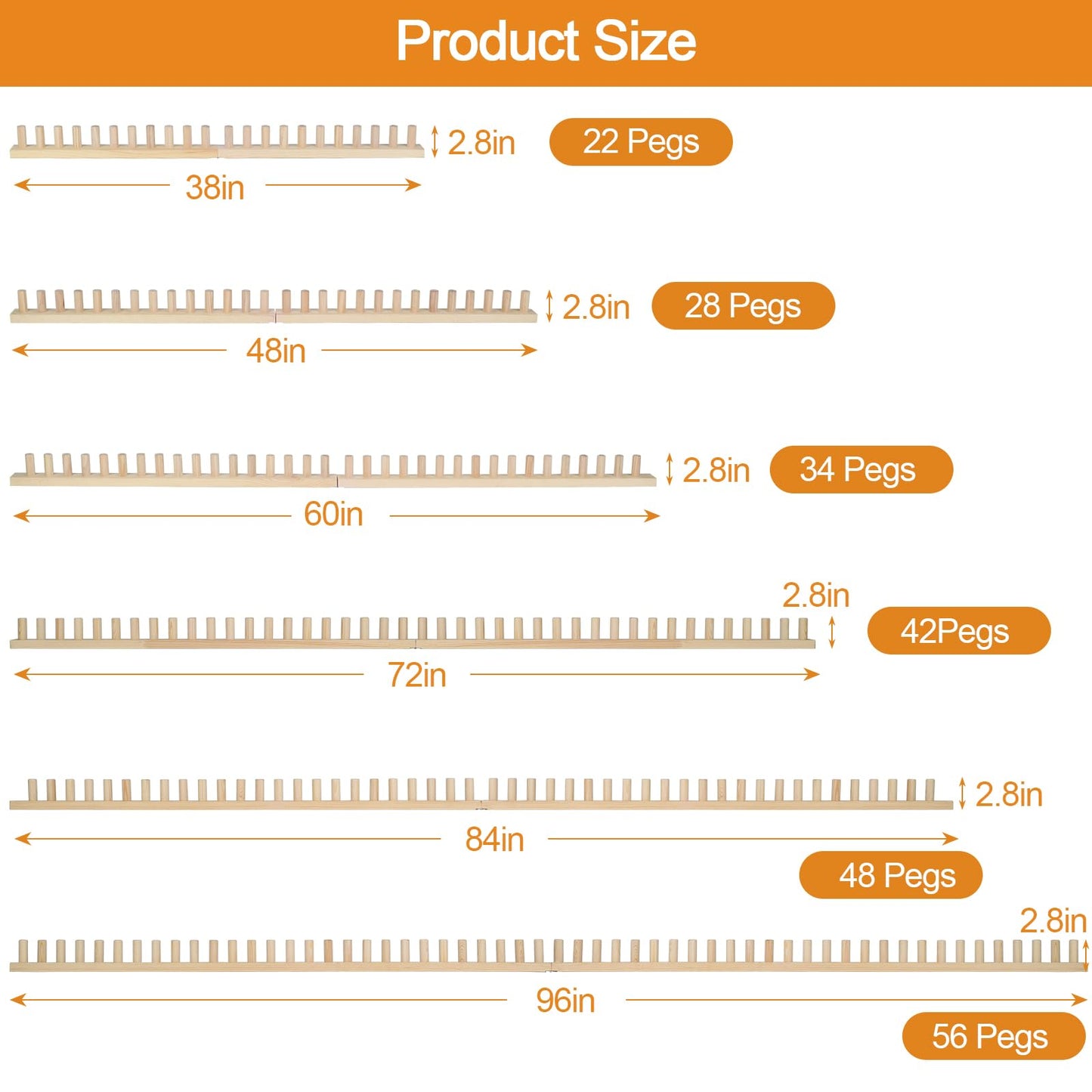 QWM Chunky Blankets Loom Knitting Looms Long Installation Free and Adjustable Foldable Portable Extra Loom Large 38,48,60, 72,84,96 Inch (38inch)