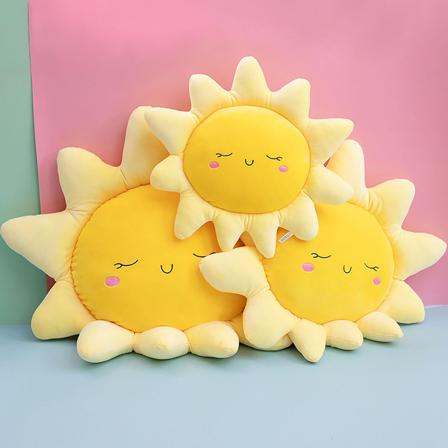 Lioong 17.8Inch Cute Sun Shaped Pillow Sofa Cushion Car Throw Pillows Floor Pillow for Kids Girls Women Home Decor,Yellow