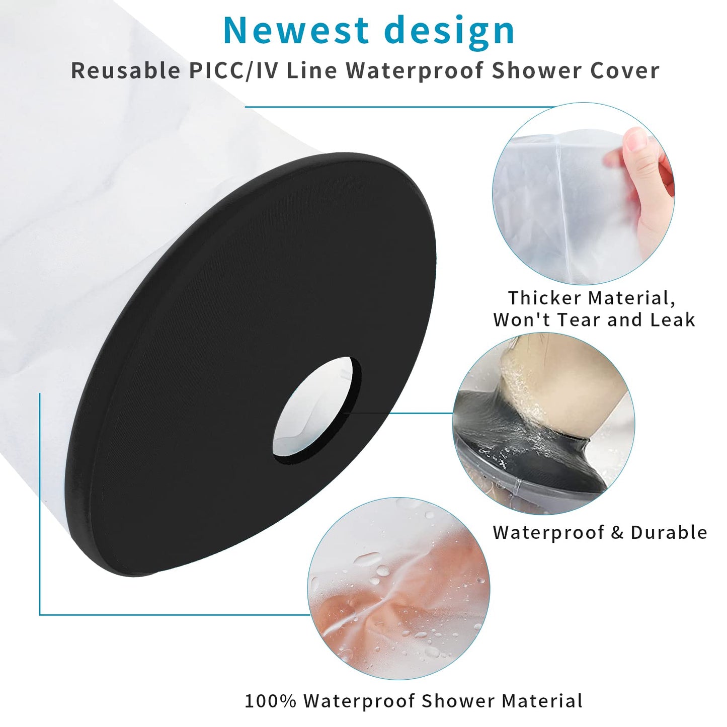 SUPERNIGHT Waterproof Knee Cast Cover, Reusable Shower Cast Protector for Adult, PICC Line Wound Bandage Protection for Leg Surgery