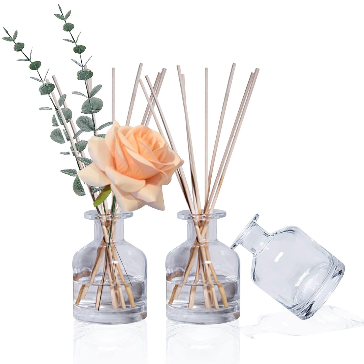 HOSSIAN Reed Diffuser Bottle-Diffuser Bottles Empty-Glass Diffuser Bottles-150ml 5 fl oz-Diffuser Jars for Home Fragrance Set of 3 (Clear)