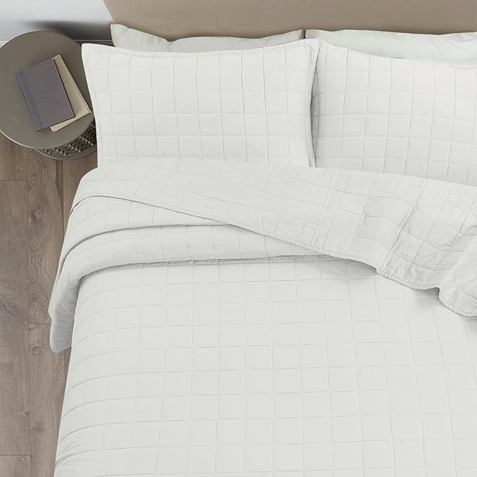 100% Cotton Quilt Sets Super King Size - Soft Lightweight Quilt Bedding Set for Bedroom Decor-Bedspread in Geometric Pattern with 2 Pillow Shams for All Season, 120x128 inches