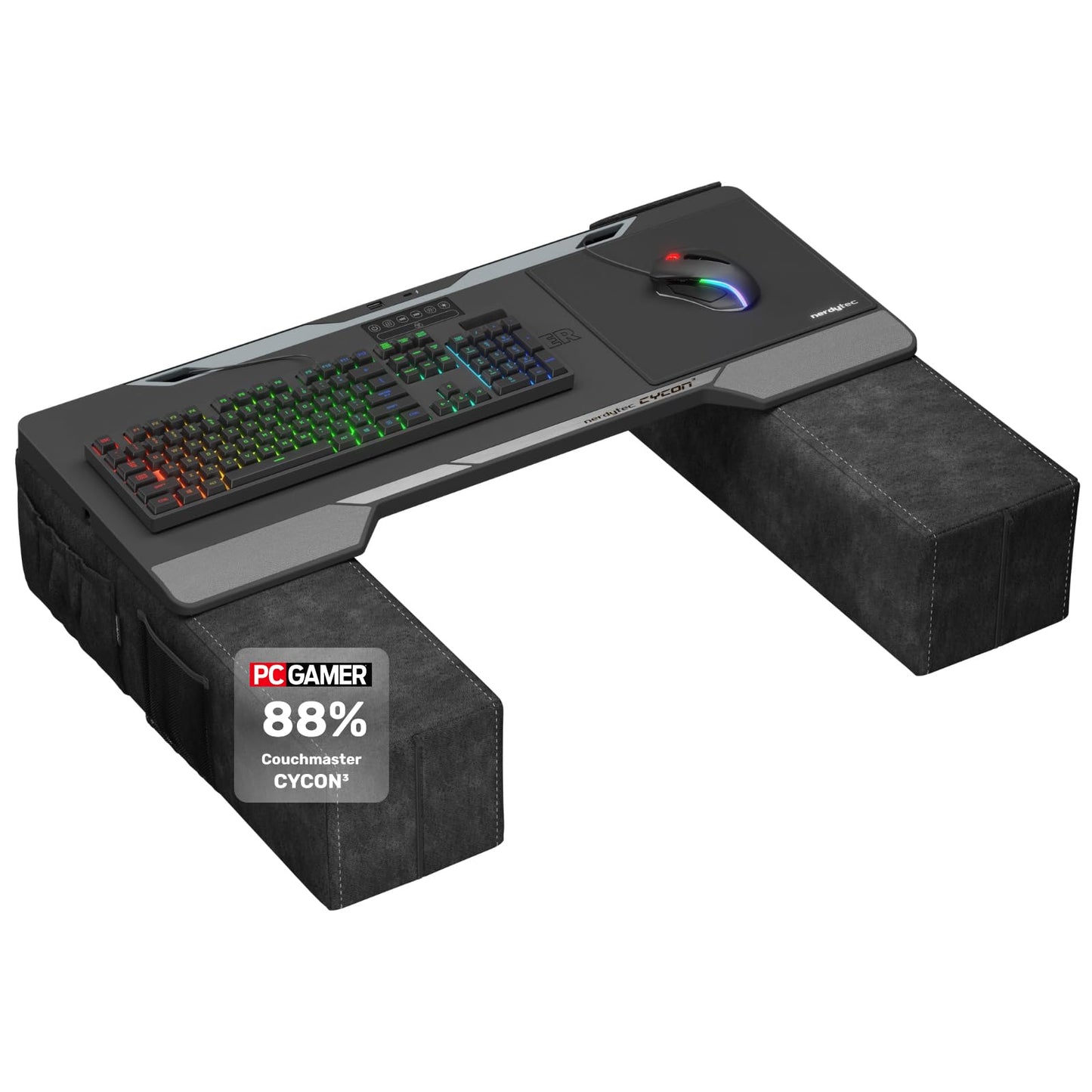 Couchmaster CYCON³ HORIZONLIGHT Bar, Ultimate Ergonomic USB-Hub Gaming Lap Desk for Couch and Bed, Large, Stable and Compatible with All Keyboards and Mouse/Mice, Laptops, PCs, PS4/5, Xbox