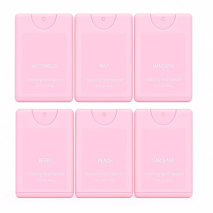 Dansib 24 Pcs Mini Hand Sanitizer Spray Bulk Travel Size Perfume Hand Sanitizer Spray Mist Pocket Hydrating Sanitizers Refillable for Women Adults Teacher Guests Coworker Christmas Party Favors