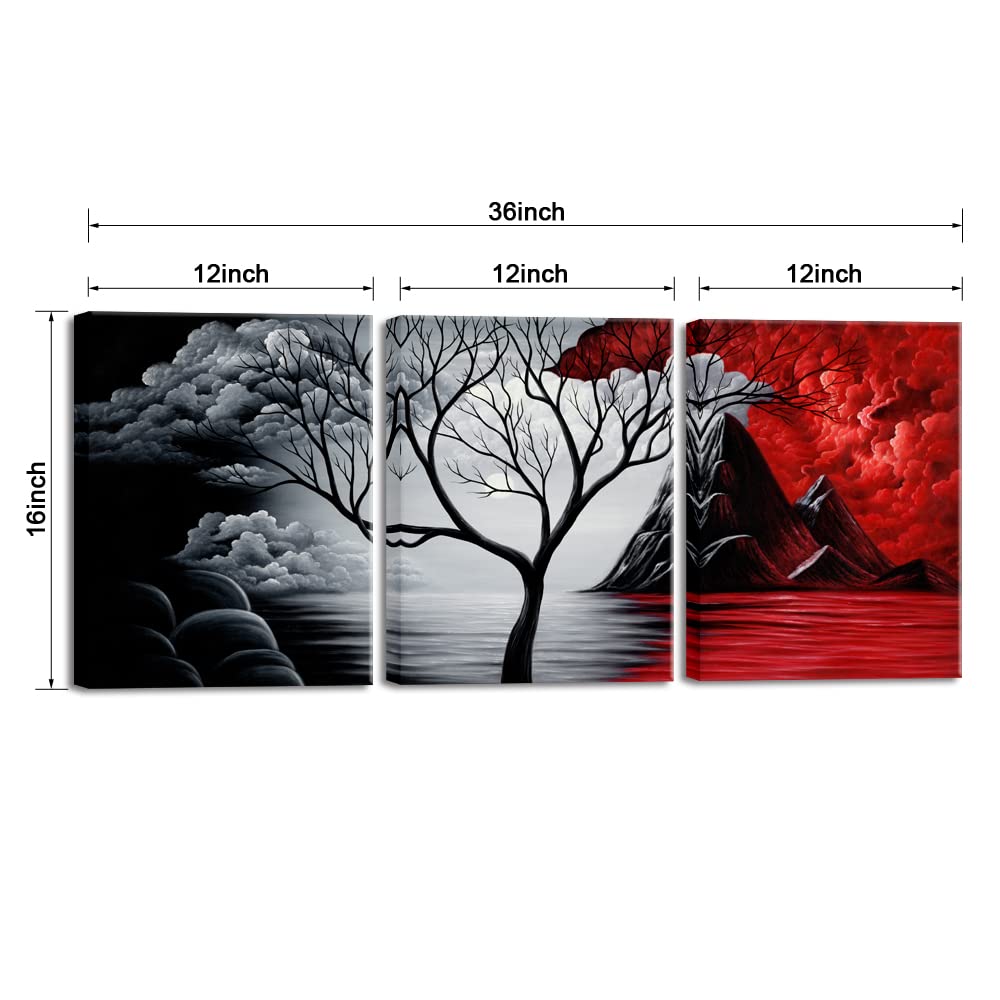 Wieco Art 3 Panels The Cloud Tree Gallery Wrapped Modern Canvas Wall Art Abstract Paintings Reproduction Prints Artwork Pictures for Home Decorations Wall Decor