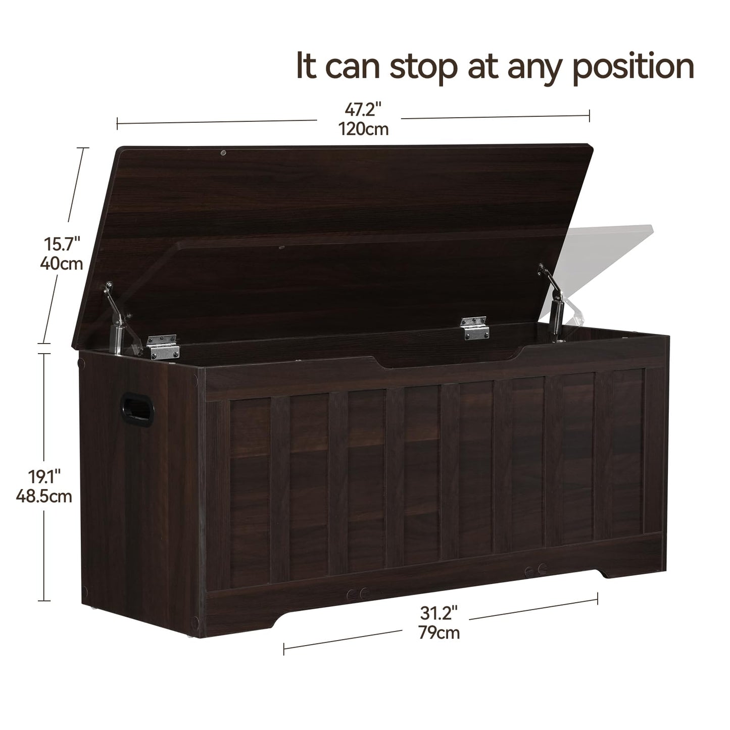 VANKILEY 43.3" Storage Chest Extra Large,Storage Trunk with 2 Safety Hinges,Wooden Storage Bench,Shoe Bench,43.3x15.7x19.1 Inch,Easy Assembly,Storage Bench for Bedroom,Living Room,entryway(Espresso).