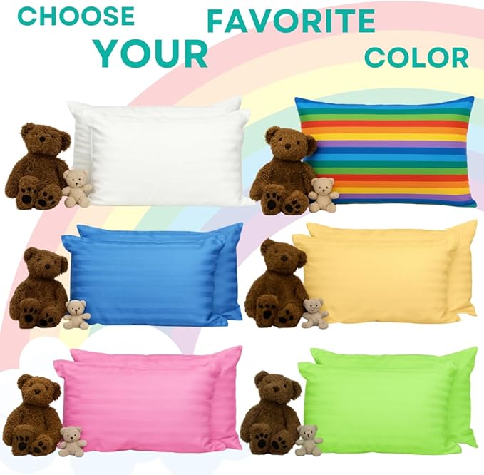 kinder Fluff Toddler Pillow (2-Pack) 10x15in– The Only 300TC Soft Cotton Pillow with Down Alternative Fill – Hypoallergenic, Machine Washable & Perfect for Kids 2+ Years- White- XS