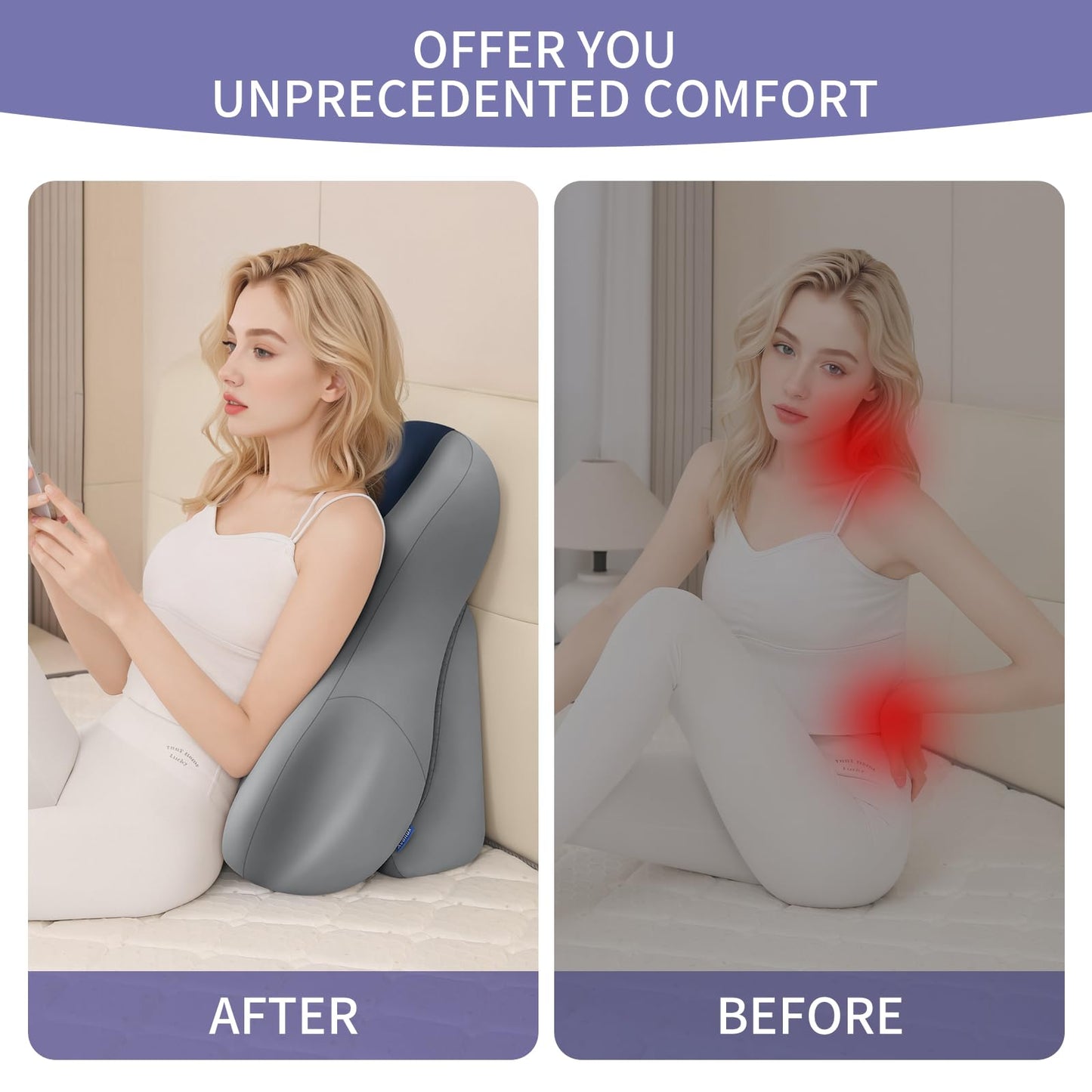 Avoilux Reading Pillow for Adults, Bed Backrest Cushion, Back Support Pillow for Sitting Up, Removable Washable Cover, Wedge Pillow for Bed, Sofa, Couch, Floor Use